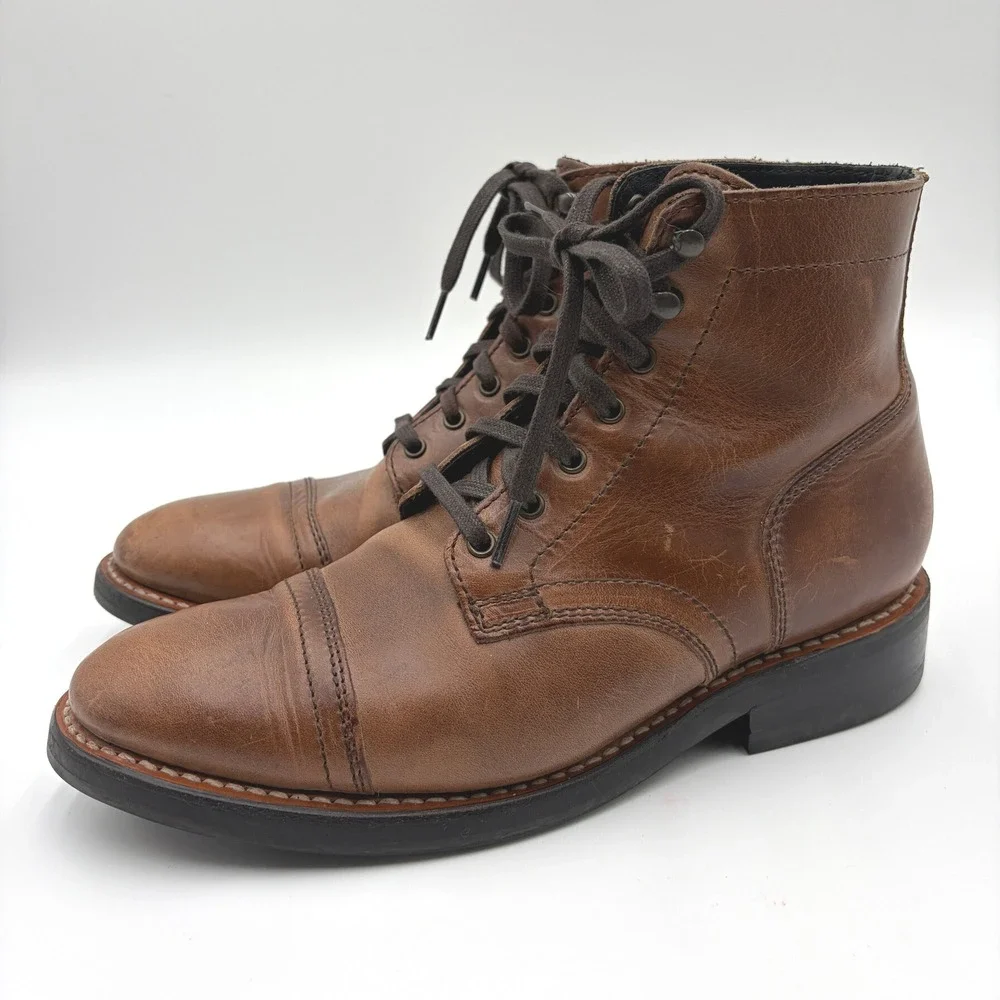 Thursday Boot Co Captain Brandy Leather Cap Toe Lace Up Boots Mens 8.5